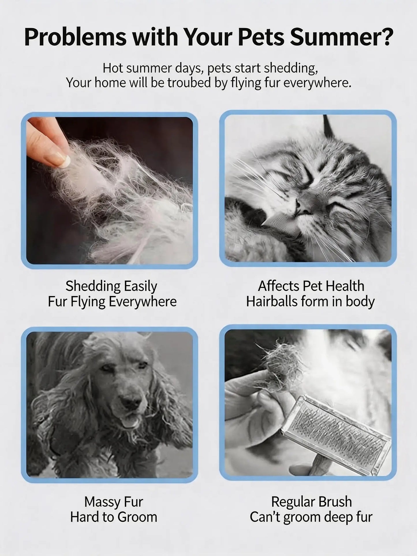 Professional Pet Deshedding Brush, Compact Undercoat Rake with Dense Teeth Structure for Long Hair Dogs & Cats, Fast Deshedding Reduction, Dematting & Clean Fur Grooming Tool, Long Hair Removal