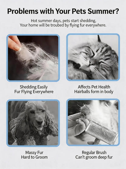 Professional Pet Deshedding Brush, Compact Undercoat Rake with Dense Teeth Structure for Long Hair Dogs & Cats, Fast Deshedding Reduction, Dematting & Clean Fur Grooming Tool, Long Hair Removal