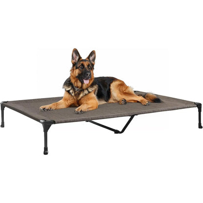 Veehoo Outdoor Elevated Dog Bed Large Sized Dogs, Large Cooling Raised Dog Cots Beds Training Platform off Ground Hammock with Breathable Mesh, No-Slip Feet, 42"X30", Black