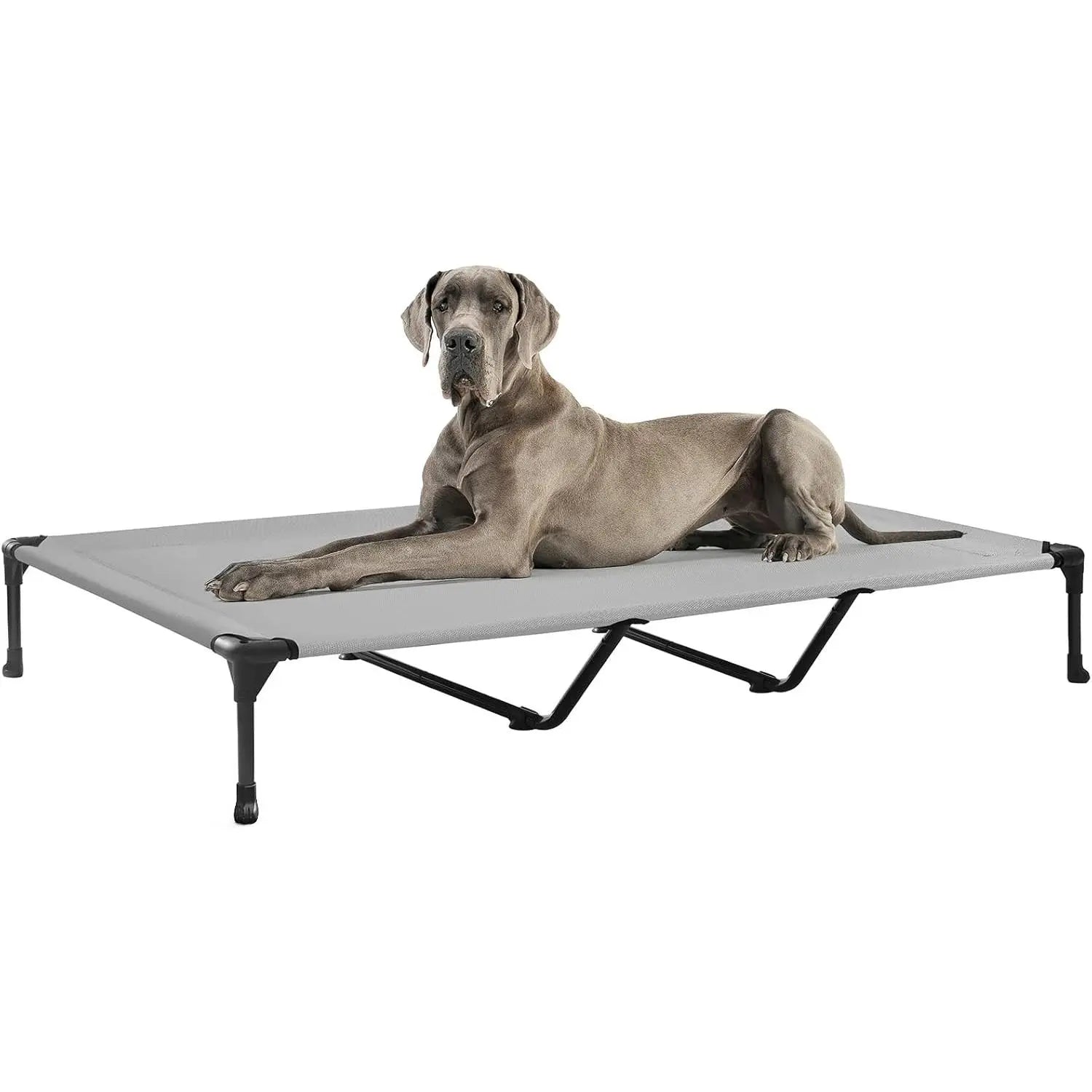 Veehoo Outdoor Elevated Dog Bed Large Sized Dogs, Large Cooling Raised Dog Cots Beds Training Platform off Ground Hammock with Breathable Mesh, No-Slip Feet, 42"X30", Black