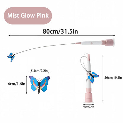 Rotating Butterfly Interactive Cat Toy - USB Rechargeable Automatic Teaser, 360° Spin, Random Movement, Steel Wire, Self-Play & Handheld Modes, Durable Suction Cup, Universal Fit, Interactive Toy for Kittens & Adult Cats