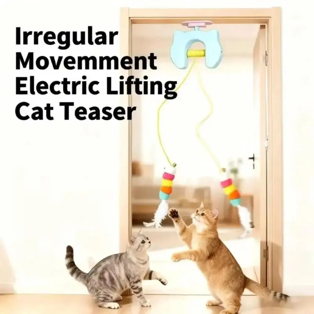 Viral Electric Hanging Cat Teaser Toy, USB Rechargeable Automatic Lifting Interactive Toy for Indoor Kitten Boredom Relief Chirping Flapping Bird Elastic Rope Hanging Cat Toy Multi Household Fun Game Door Clip Design Seek Motion Sensor Bore Pet Goods