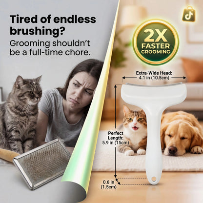 Professional Pet Deshedding Brush, Compact Undercoat Rake with Dense Teeth Structure for Long Hair Dogs & Cats, Fast Deshedding Reduction, Dematting & Clean Fur Grooming Tool, Long Hair Removal