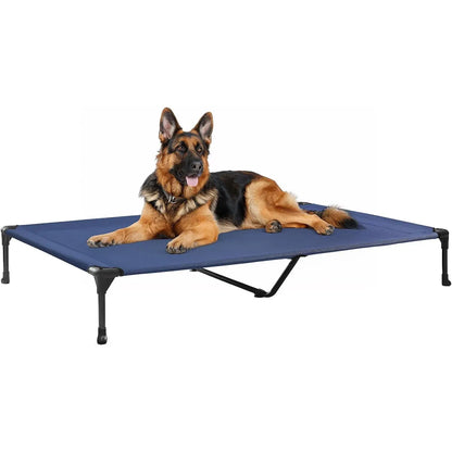 Veehoo Outdoor Elevated Dog Bed Large Sized Dogs, Large Cooling Raised Dog Cots Beds Training Platform off Ground Hammock with Breathable Mesh, No-Slip Feet, 42"X30", Black