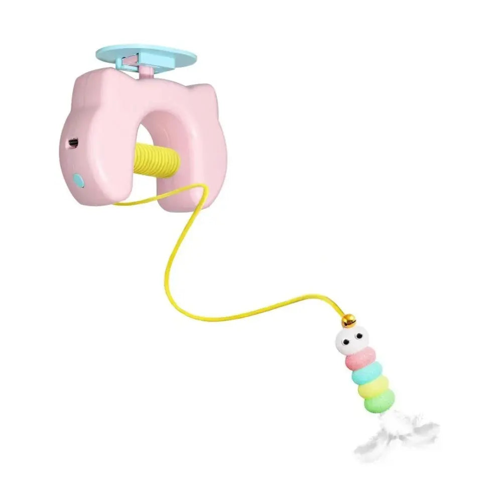 Viral Electric Hanging Cat Teaser Toy, USB Rechargeable Automatic Lifting Interactive Toy for Indoor Kitten Boredom Relief Chirping Flapping Bird Elastic Rope Hanging Cat Toy Multi Household Fun Game Door Clip Design Seek Motion Sensor Bore Pet Goods