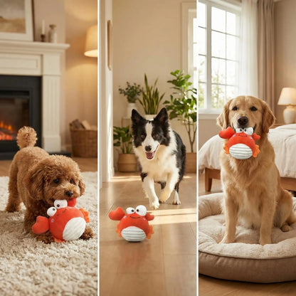GUKCO Crab Interactive Dog Toy – Rechargeable Self-Play Toy with Motion-Activated Ball, 3 Modes (Music/Silent/Record) for Small Medium Dogs, Reduces Separation Anxiety, Puppy Teething Toy
