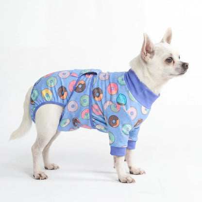Spark Paws Dog Surgery Recovery Suit – Dog Recovery Suit after Surgery, Anti-Lick Dog Onesie, Abdominal Wound Protector, Soft Cone Alternative for Spay Neuter Male Female Pet Recovery - Donuts - S