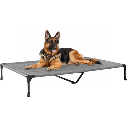 Veehoo Outdoor Elevated Dog Bed Large Sized Dogs, Large Cooling Raised Dog Cots Beds Training Platform off Ground Hammock with Breathable Mesh, No-Slip Feet, 42"X30", Black